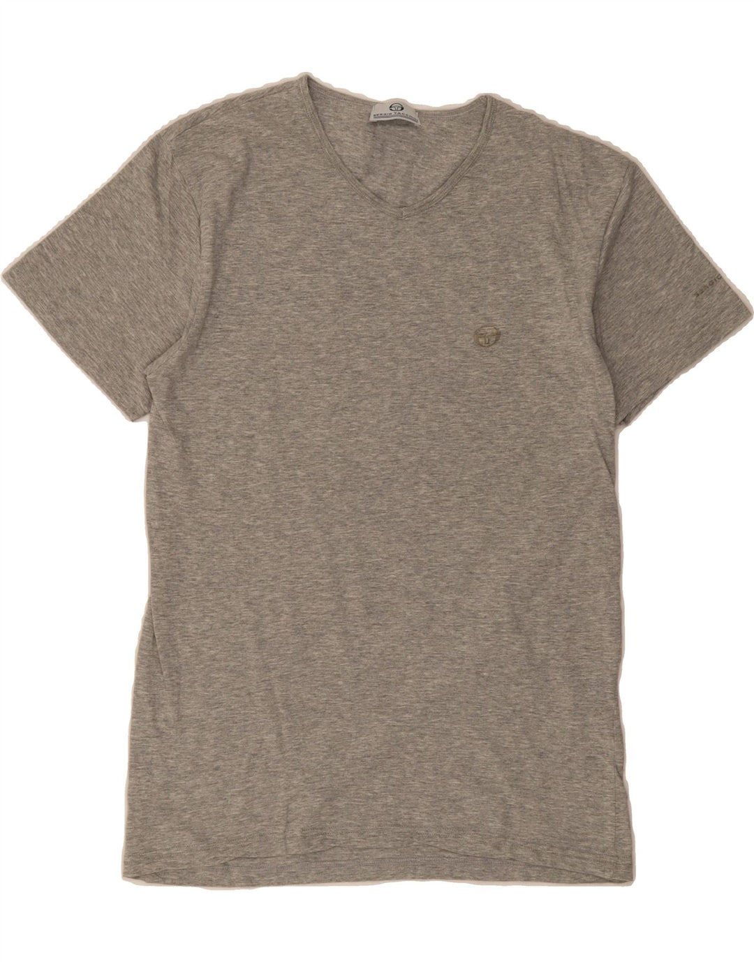SERGIO TACCHINI Womens Oversized T-Shirt Top UK 4 XS Grey Cotton Vintage Sergio Tacchini and Second-Hand Sergio Tacchini from Messina Hembry 