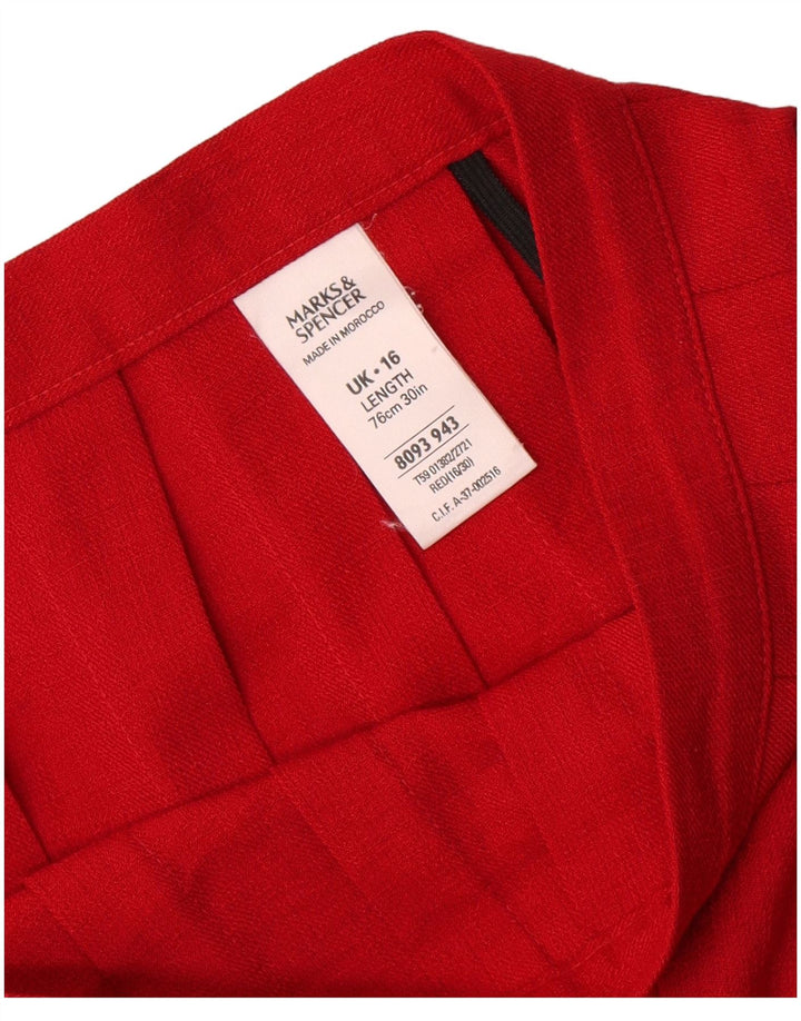 Saia plissada feminina Marks & Spencer UK 16 grande W32 poliéster vermelho