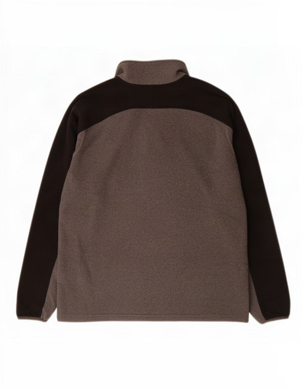 Suéter masculino de lã com gola e zíper The North Face, grande, cinza, bloco colorido, poliéster