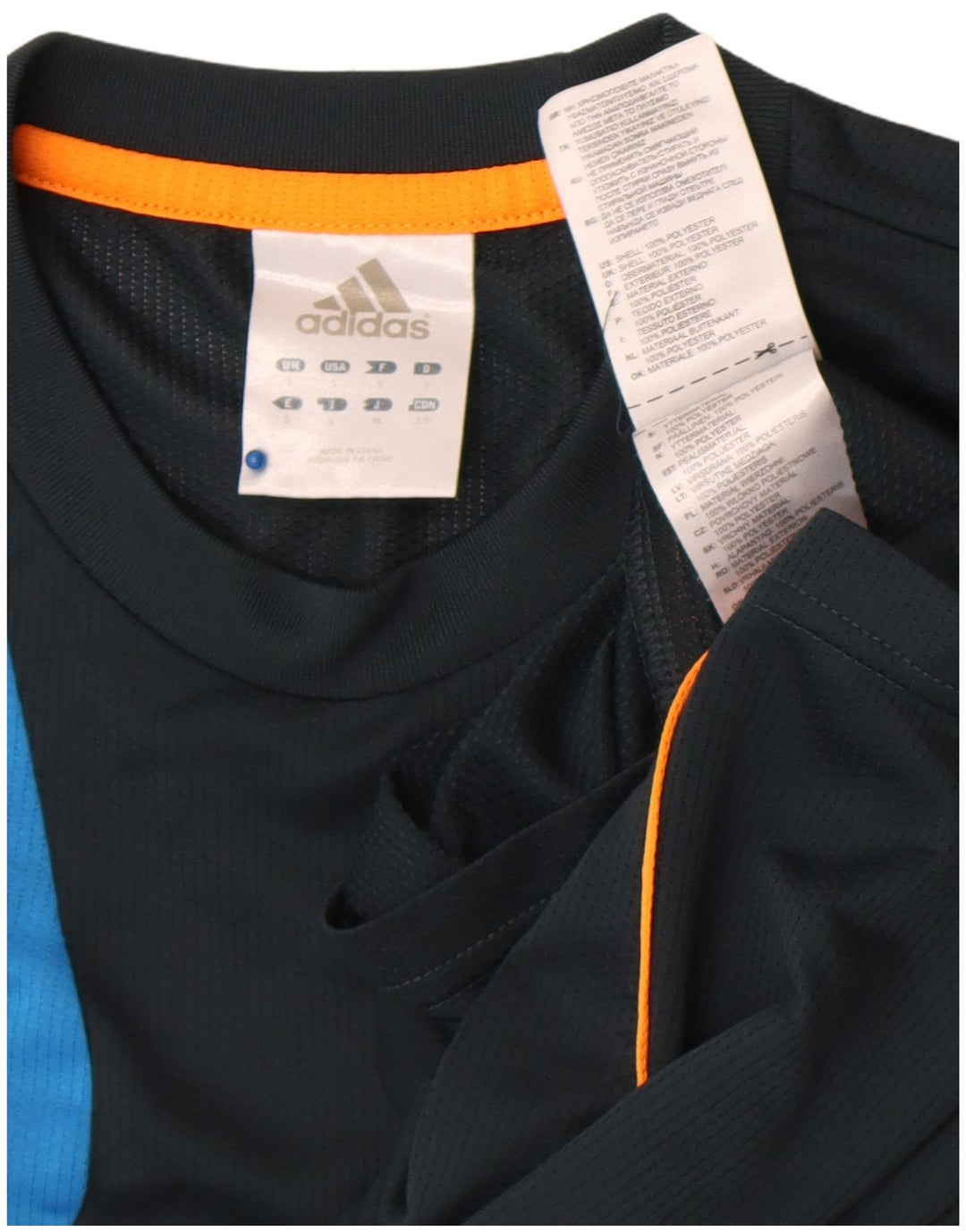 Adidas Mens Graphic T-Shirt Top Pequeno Azul Marinho Colorblock Poliéster