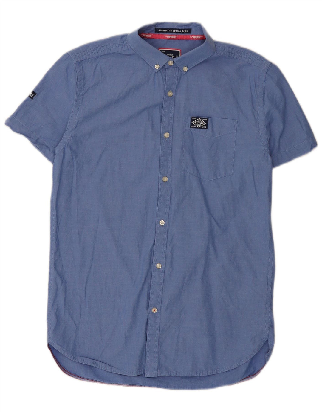 Camisa masculina Superdry manga curta azul médio algodão