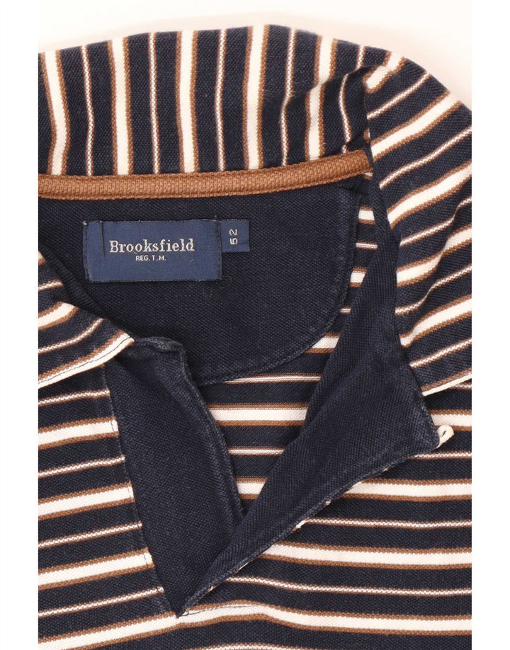 Camisa polo masculina Brooksfield IT 52 grande listrada azul marinho