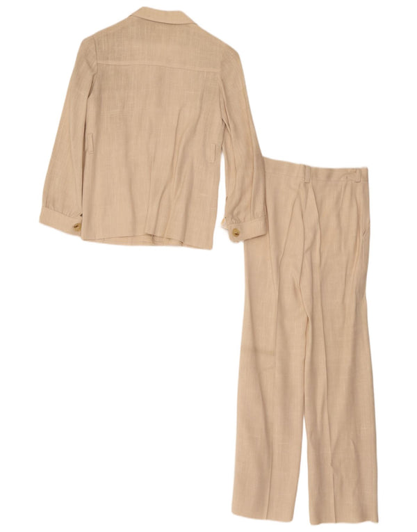 Terno feminino vintage de 4 botões e 2 peças UE 34 XS W26 L26 viscose bege