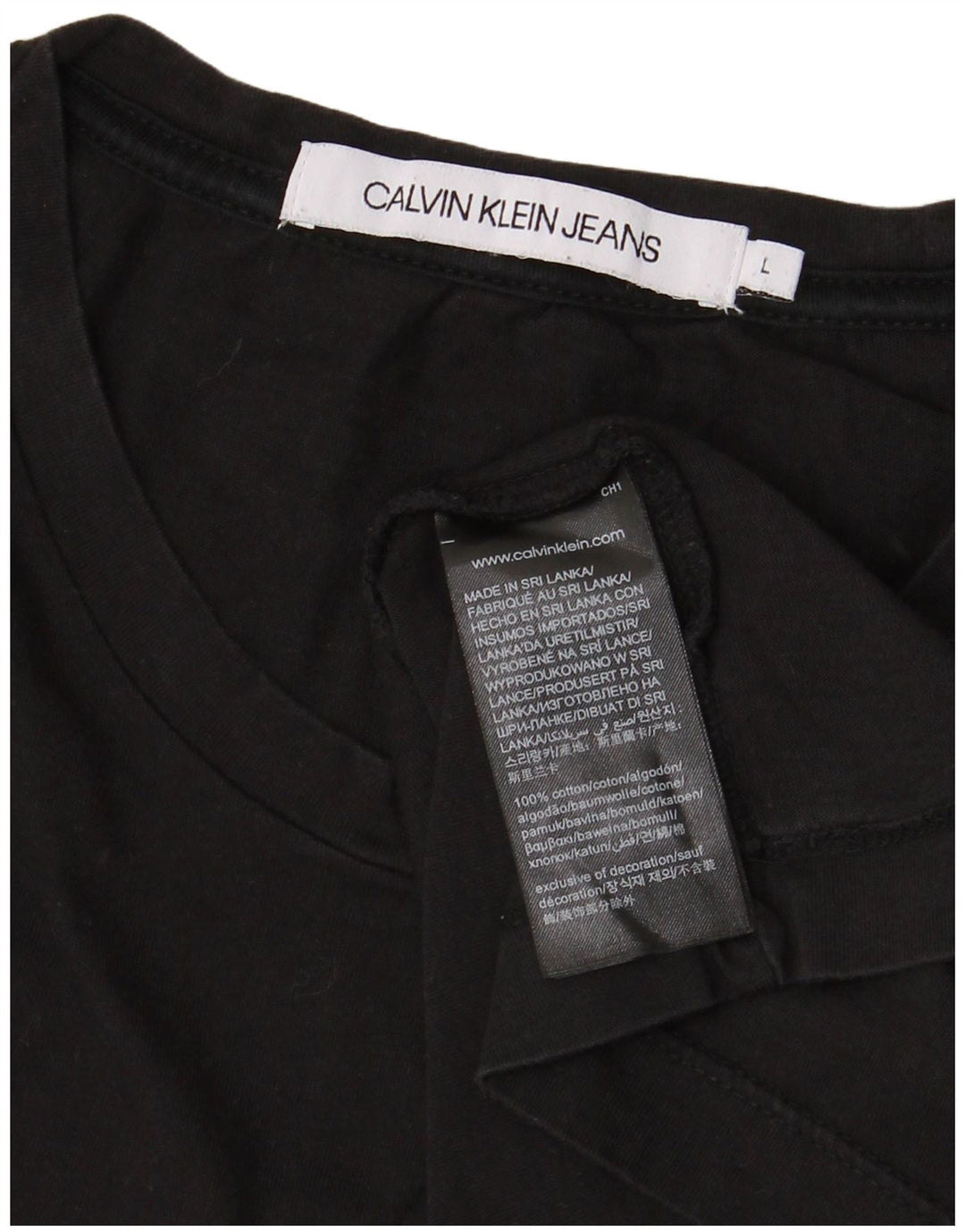 Camiseta masculina CALVIN KLEIN JEANS com estampa gráfica grande de algodão preto
