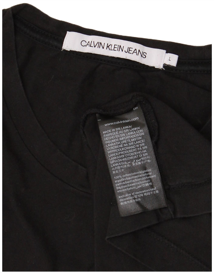 Camiseta masculina CALVIN KLEIN JEANS com estampa gráfica grande de algodão preto