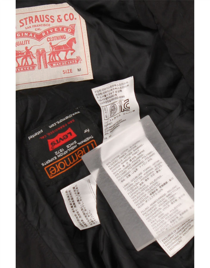 Jaqueta masculina acolchoada com capuz Levi's UK 38 algodão preto médio