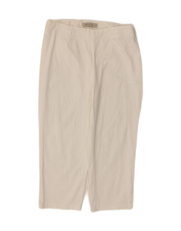 Calça capri feminina Marks & Spencer UK 10 pequena W28 L20 algodão branco