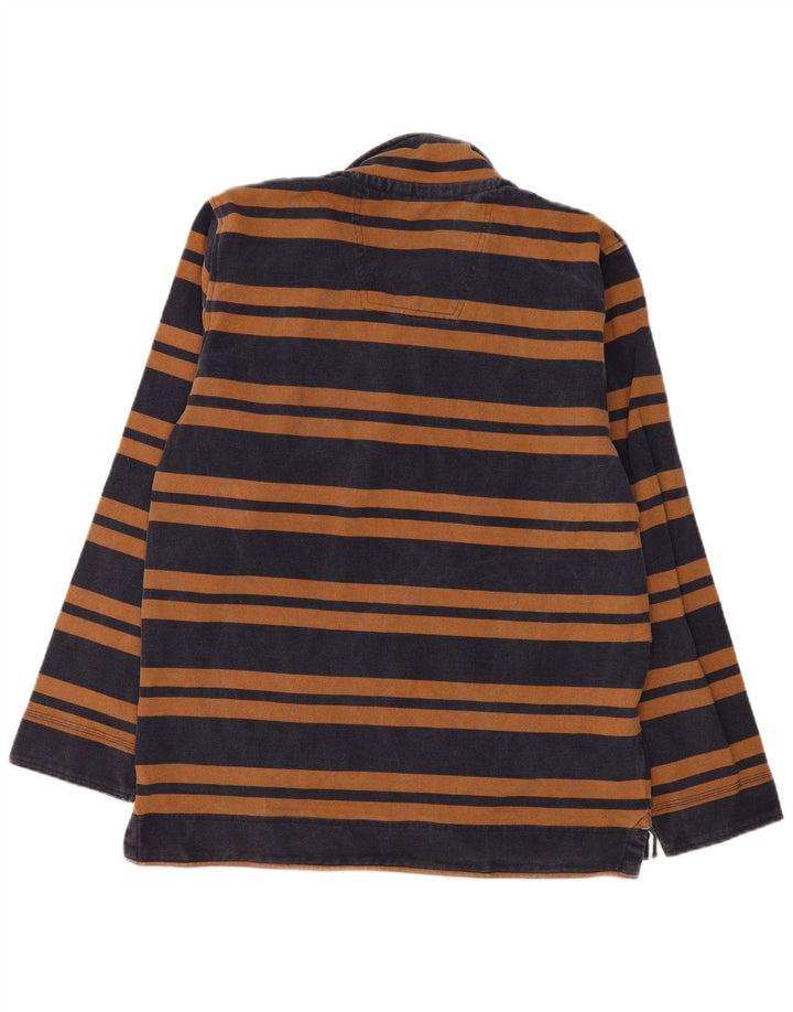 Suéter masculino Crew Clothing com zíper e gola listrada azul marinho médio