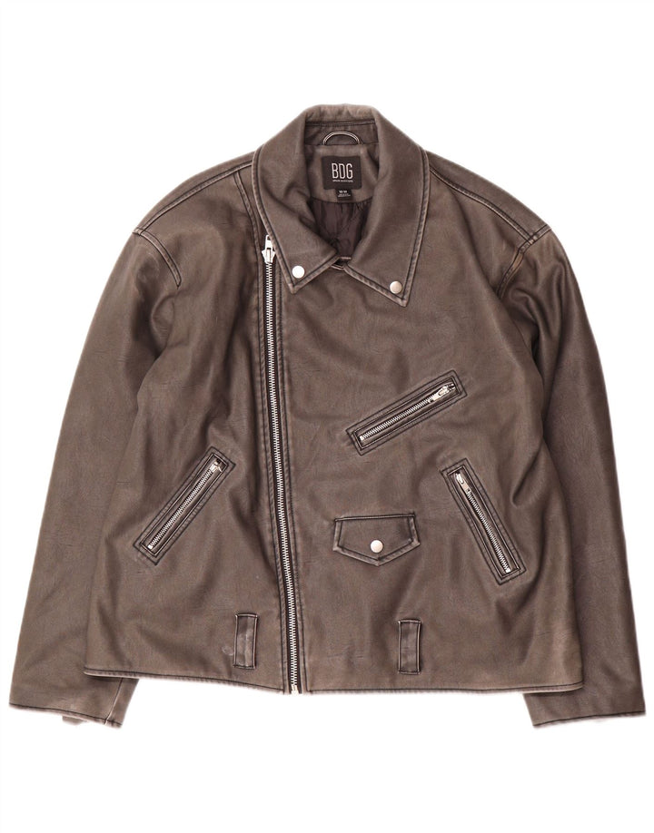 Jaqueta masculina de couro sintético URBAN OUTFITTERS UK 38 cinza médio