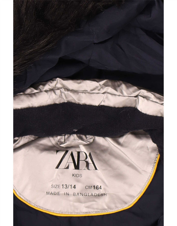 Zara Casaco acolchoado com capuz para meninas 13-14 anos poliéster prateado