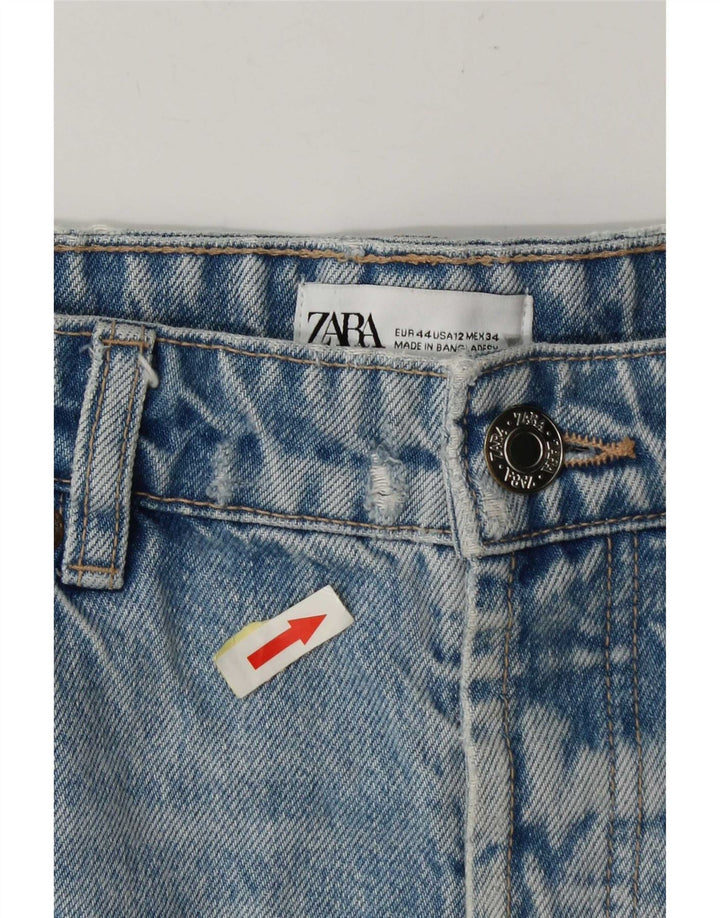 Zara Shorts jeans feminino desgastado EU 44 XL W34 azul