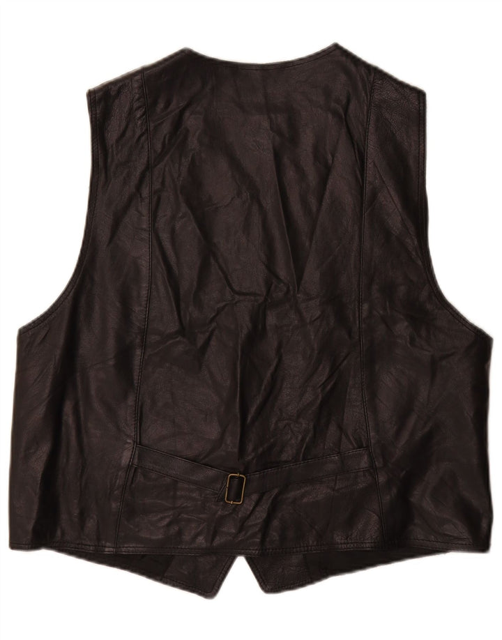 Colete de couro masculino vintage grande couro preto