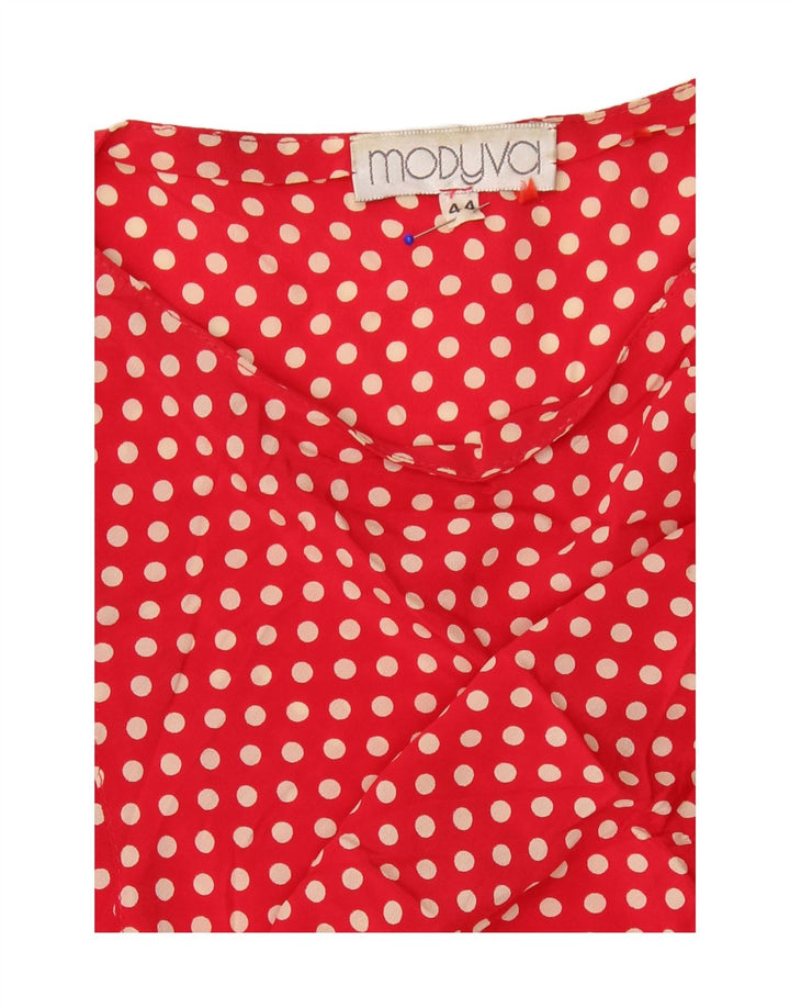 Vestido camisa feminino de manga comprida Modyva IT 44 bolinhas vermelhas médias