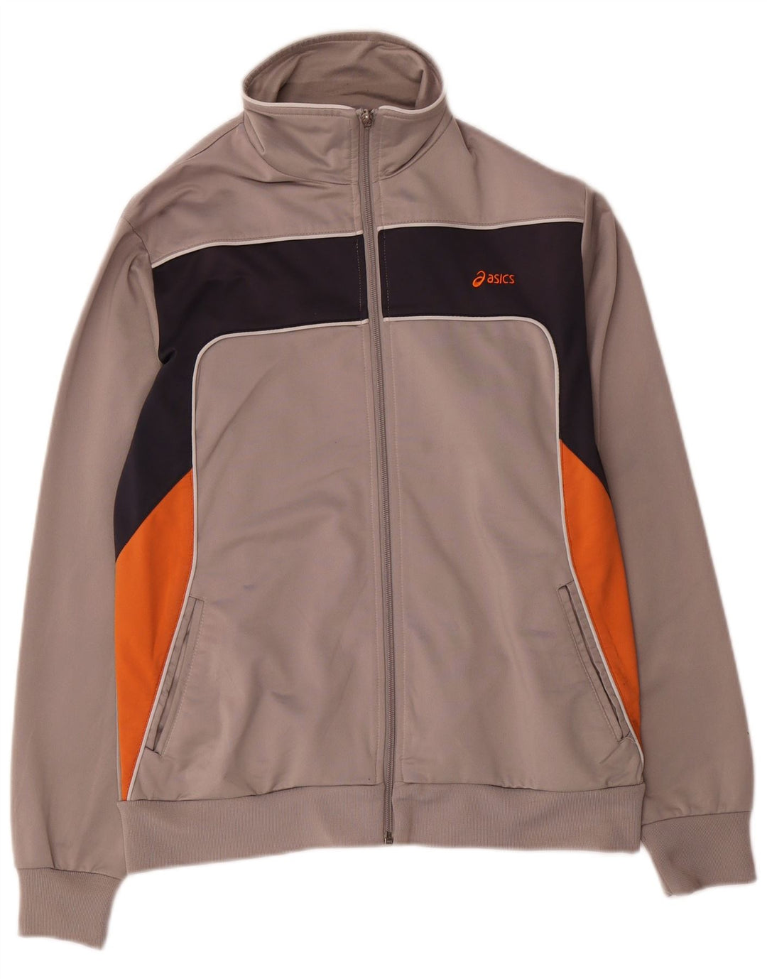 Asics Mens Tracksuit Top Jaqueta Pequena Cinza Colorblock