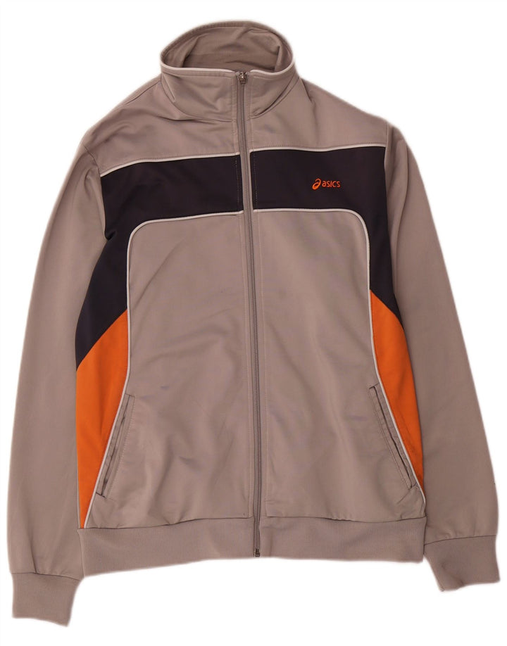 Asics Mens Tracksuit Top Jaqueta Pequena Cinza Colorblock