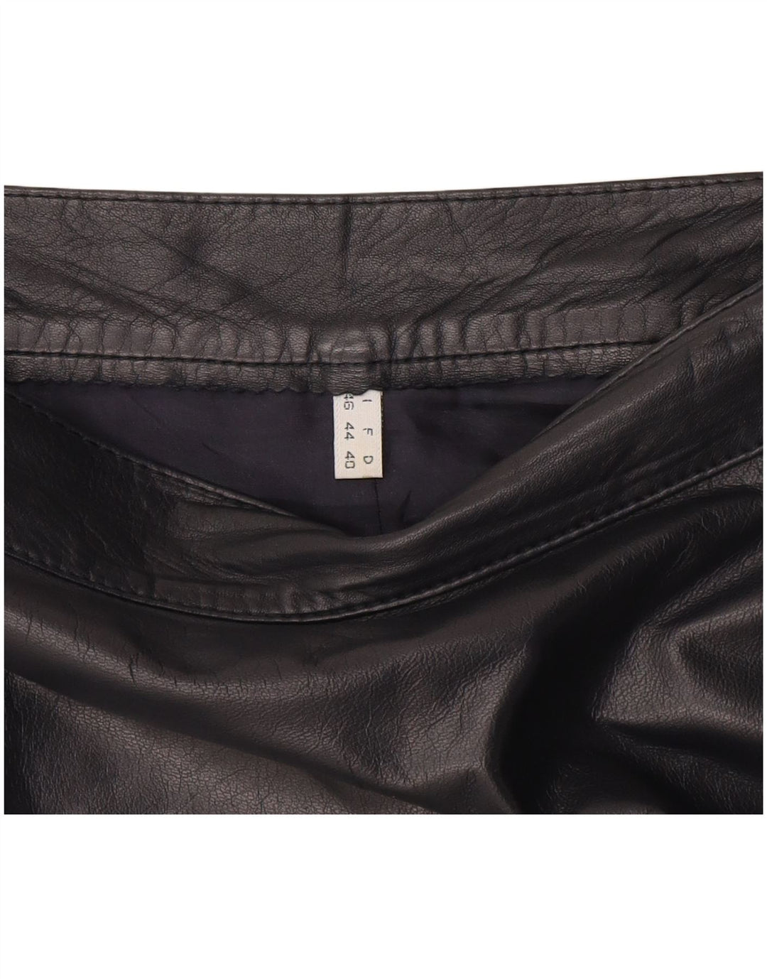 Saia de couro feminina vintage IT 46 grande W32 azul marinho