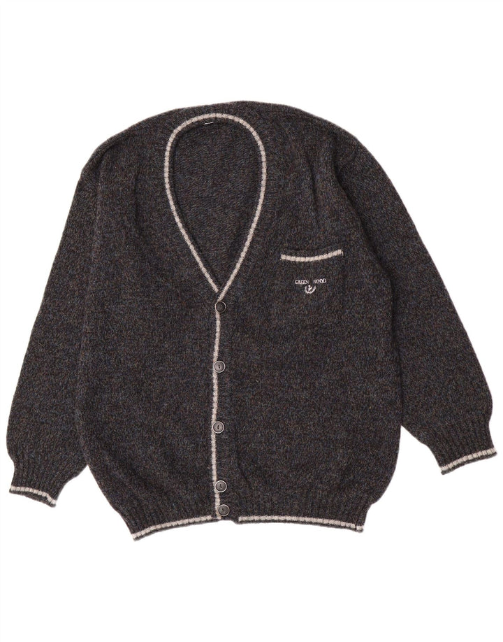 Suéter Cardigan Masculino Vintage IT 54 XL Lã Cinza