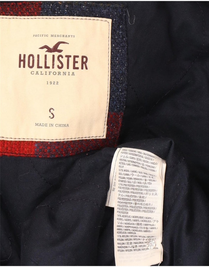 Jaqueta corta-vento feminina Hollister com capuz UK 10 pequena xadrez multicolorida
