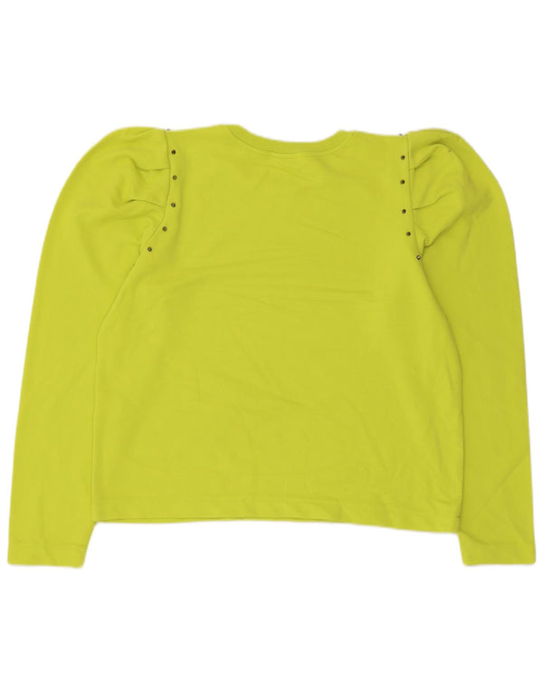Zara Womens Crop Sweatshirt Jumper Reino Unido 14 Médio Algodão Verde