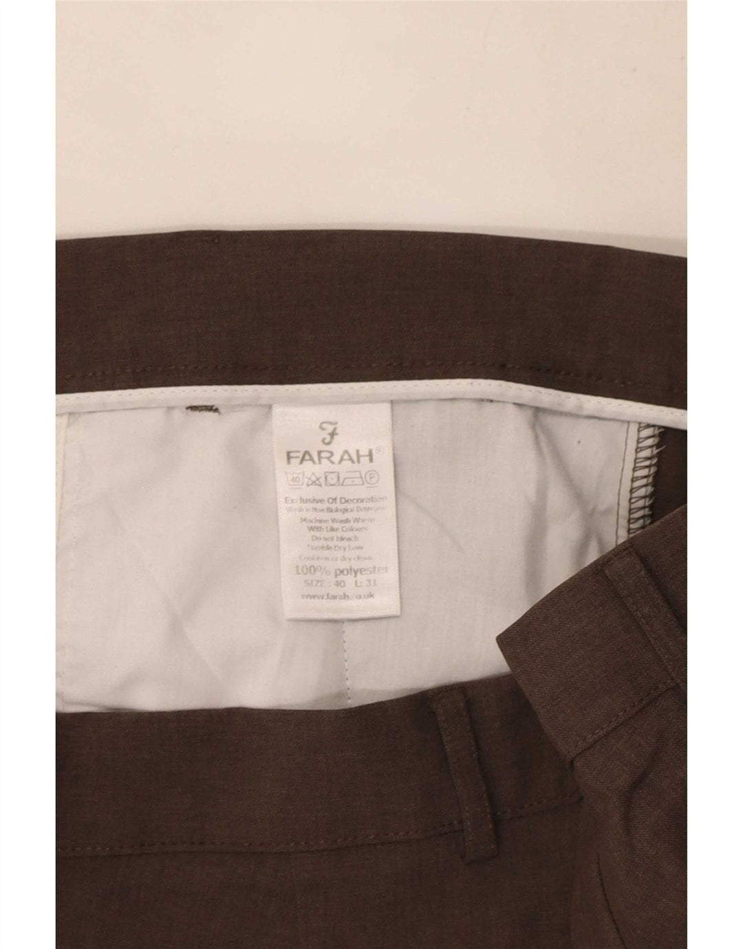 Farah Calça Chino Masculina Reta W40 L31 Poliéster Marrom