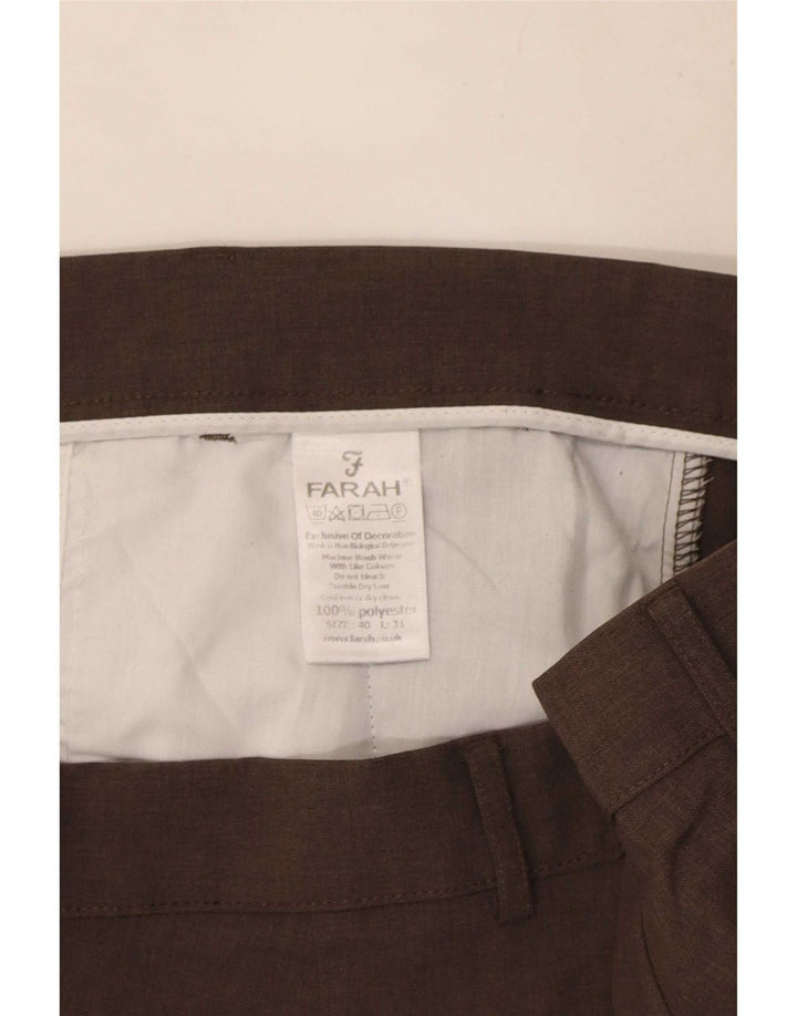 Farah Calça Chino Masculina Reta W40 L31 Poliéster Marrom