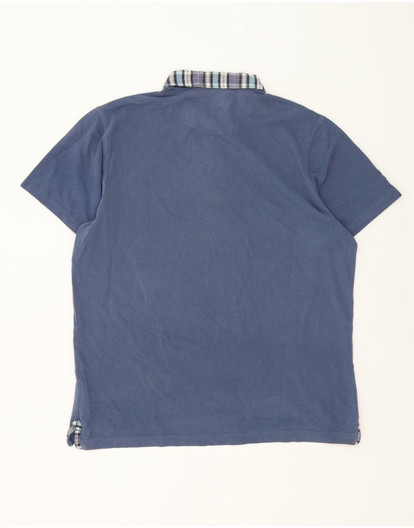 Camisa polo masculina Pierre Cardin Regular Fit grande algodão xadrez azul
