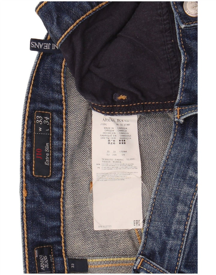Armani feminino J10 Slim Jeans W33 L34 azul algodão