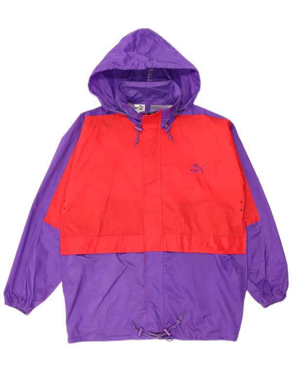 PUMA Mens Oversized Hooded Rain Jacket UK 36 Pequeno Roxo Colourblock