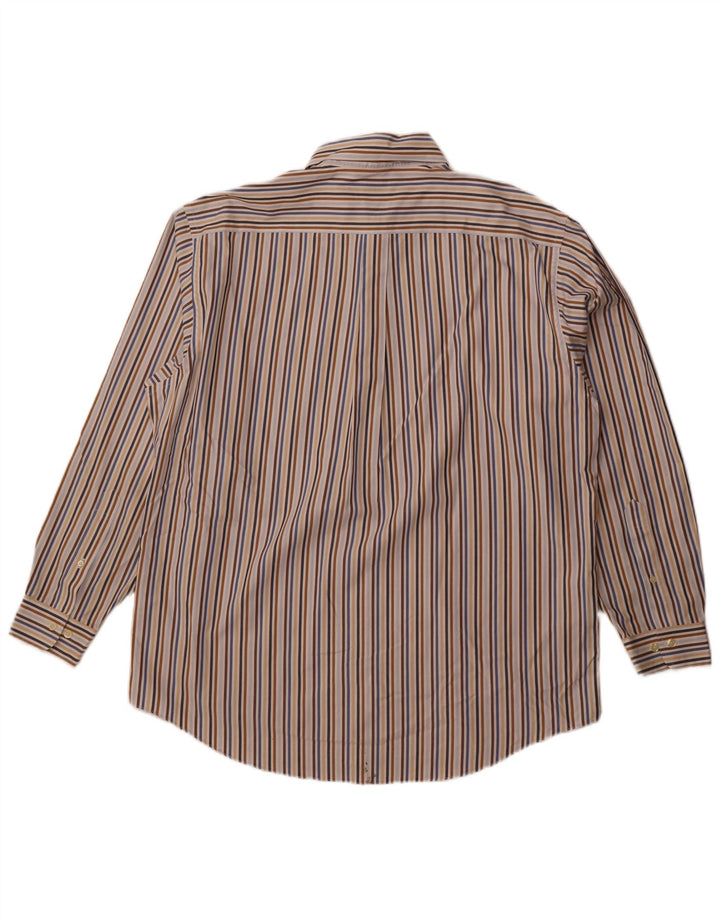 Camisa masculina Brooks Brothers 346 grande listrada multicolorida de algodão