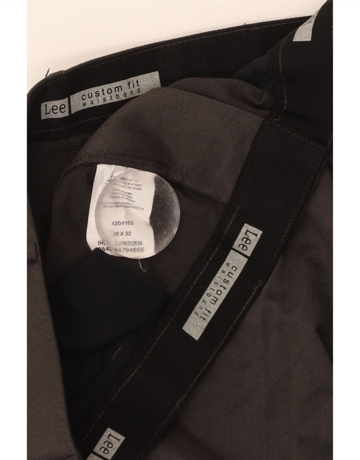 Calças chino masculinas LEE Custom Fit Pegged W36 L32 poliéster cinza