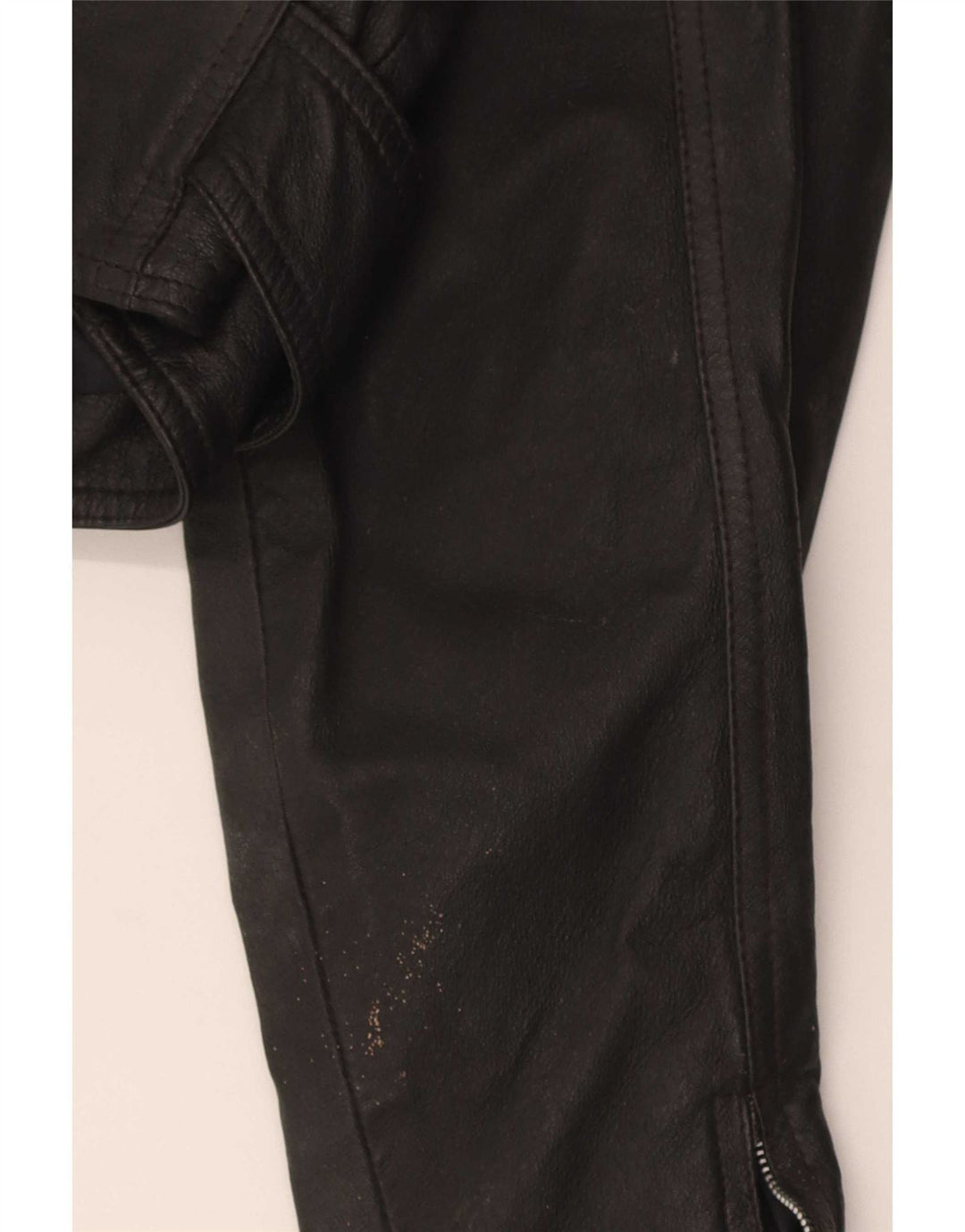 Jaqueta de motociclista de couro vintage feminino UK 10 couro preto pequeno