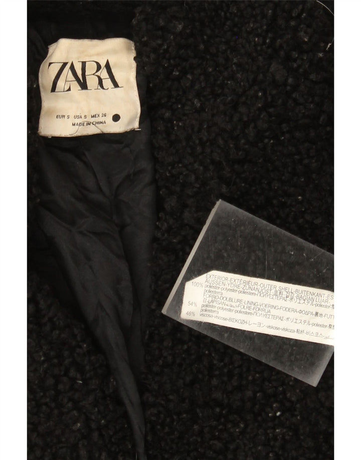 Sobretudo de lã oversized feminino Zara UK 10 pequeno poliéster preto