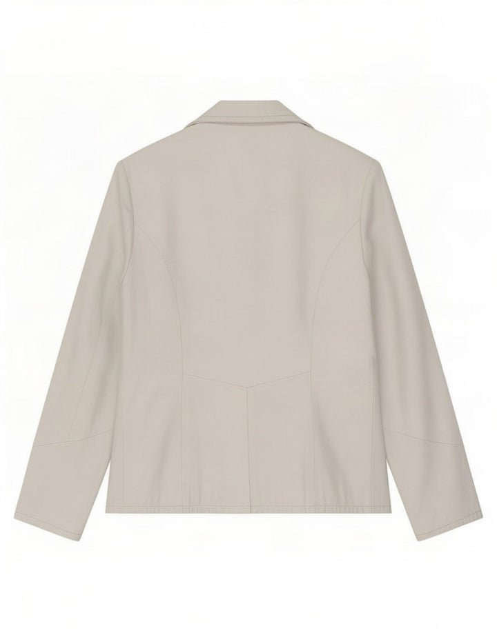 Jaqueta blazer feminina vintage de couro com 2 botões IT 44 médio branco