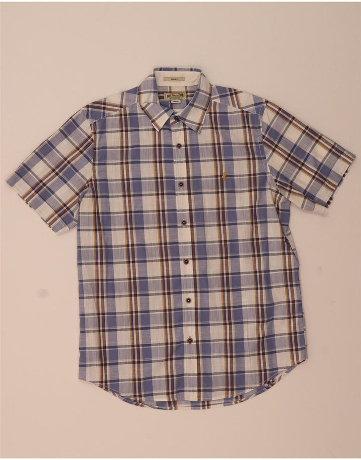 Marlboro Classics Camisa masculina de manga curta regular fit médio xadrez azul