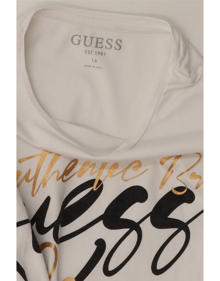 Top gráfico GUESS Boys manga comprida 15-16 anos algodão branco