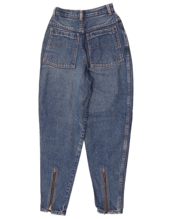 Calça jeans feminina vintage cintura alta cônica W27 L27 algodão azul