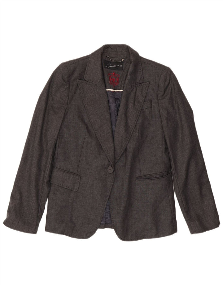 Jaqueta blazer feminina Zara com 1 botão EUA 8 lã cinza médio