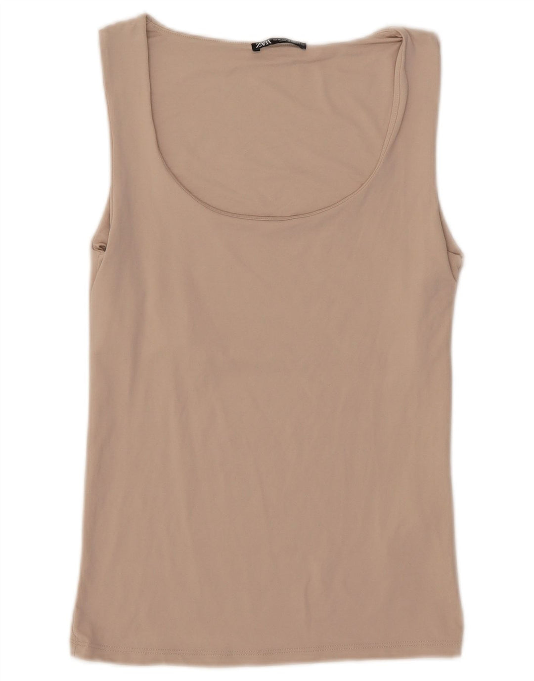 Zara Womens Vest Top UK 12 Médio Bege Poliamida