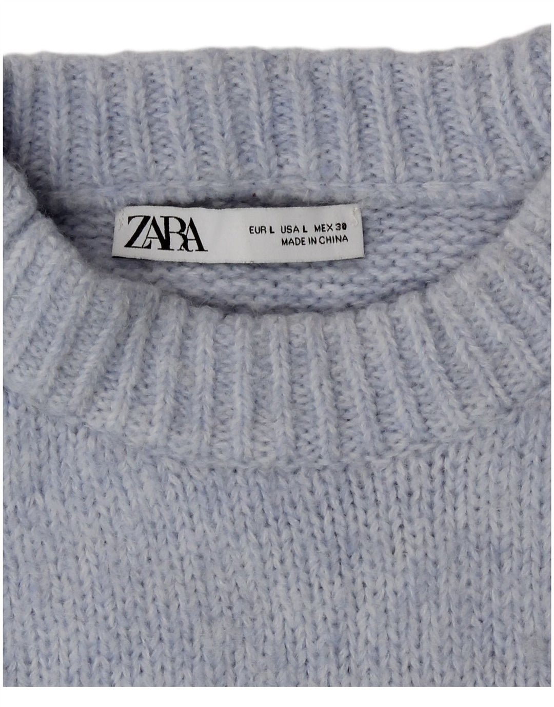Zara Suéter feminino oversized com gola redonda Reino Unido 16 grande azul