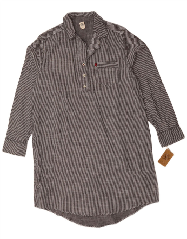 Vestido pulôver feminino Levi's Reino Unido 14 algodão listrado cinza médio