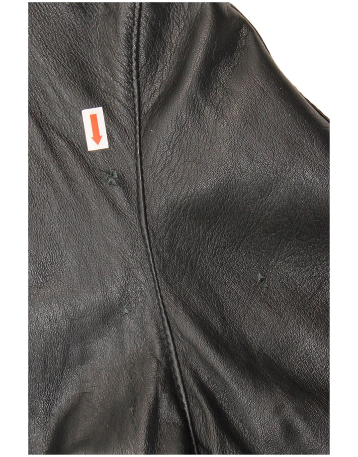 Casaco de couro superdimensionado feminino vintage Reino Unido 10 couro preto pequeno