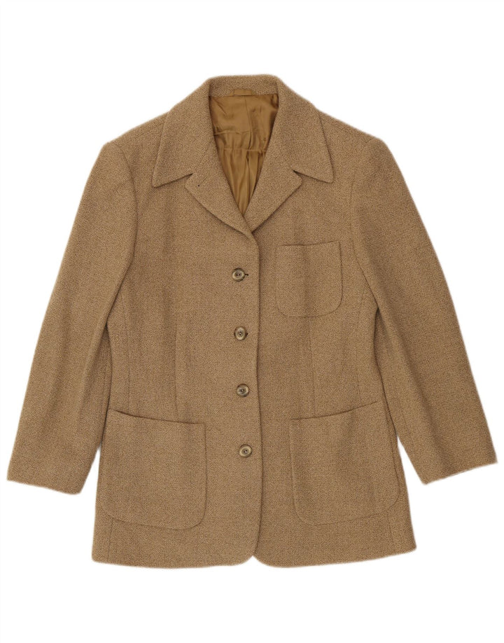 Jaqueta blazer feminina de 4 botões Henry Cottons IT 46 grande lã bege