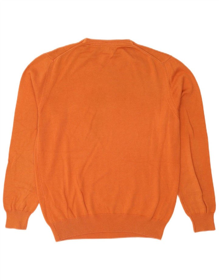 Suéter masculino Massimo Dutti com gola redonda e algodão laranja médio