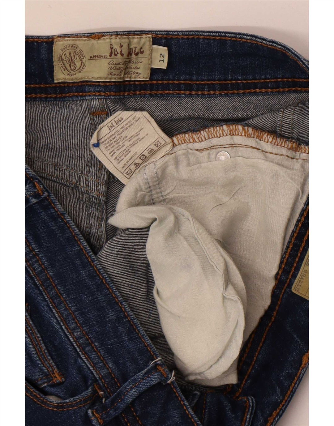 Fat Face Womens Slim Jeans UK 12 Médio W30 L26 Algodão Azul