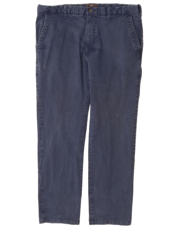 Calça chino masculina Marks & Spencer de ajuste regular W38 L31 algodão azul marinho