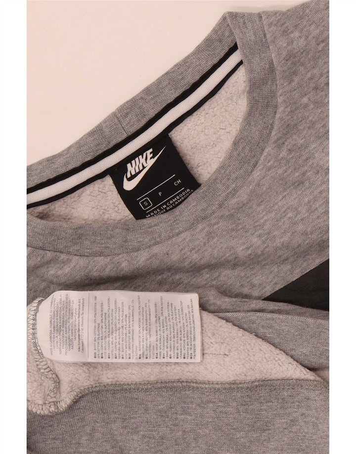 Moletom gráfico masculino Nike Jumper pequeno cinza colorblock algodão