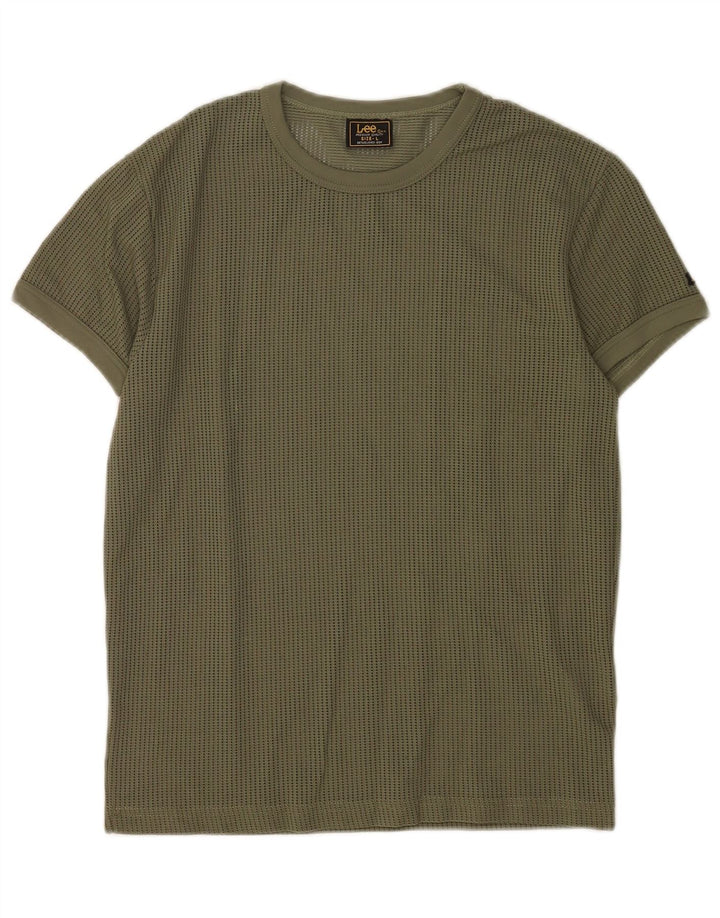 Camiseta feminina transparente Lee UK 14 grande cáqui