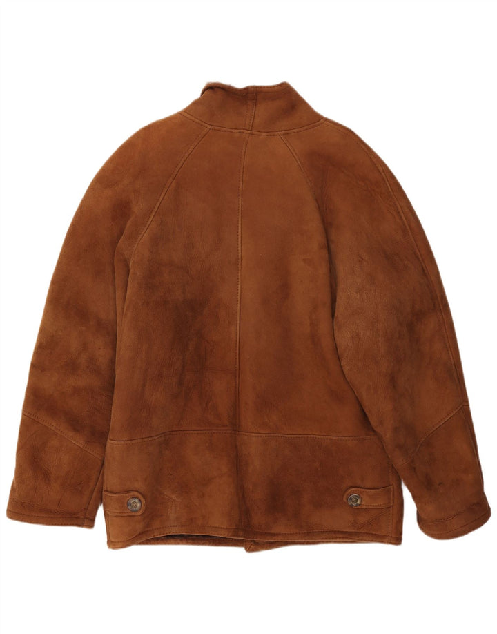 Jaqueta masculina vintage de shearling IT 54 2XL marrom shearling