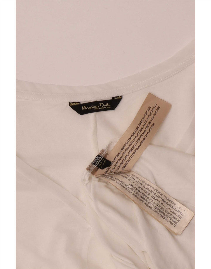 Blusa feminina Massimo Dutti transparente manga comprida Reino Unido 12 médio branco Lyocell
