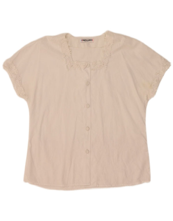Blusa feminina de manga curta Enara Camicece Reino Unido 16 grande branca